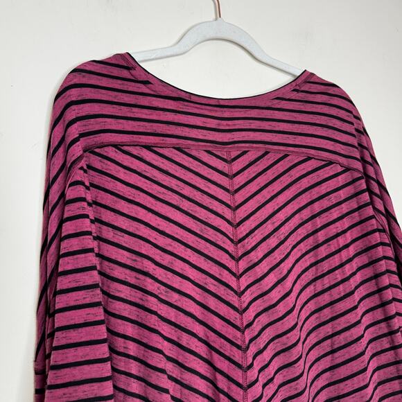 Free People We The Free Striped Oversized Long Sleeve Top Raspberry Black Small - Picture 7 of 10